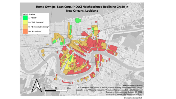 map of inequality between neighbourhoods in New Orleans